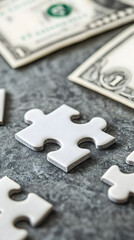Fototapeta premium debt-free success plan for financial freedom concept. A puzzle piece shaped like a dollar unlocking financial freedom.