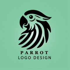Modern Black Parrot Bird Logo Design in Circular Shape with Green Gradient Background for Branding and Business Identity Vector Illustration

