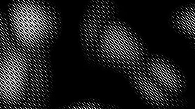 Animated abstract technology halftone pattern in black and white. Retro dot screen effect, perfect for backgrounds & overlays