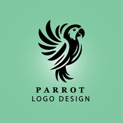 Modern Black Parrot Bird Logo Design in Circular Shape with Green Gradient Background for Branding and Business Identity Vector Illustration

