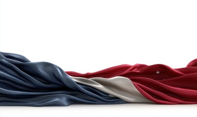 A flowing fabric representation of a national flag, highlighting its colors and textures
