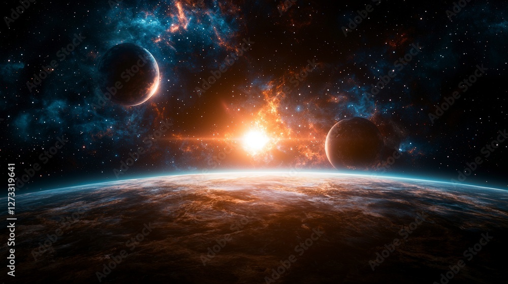 Aufkleber exploring the universe a cosmic journey through celestial bodies and nebulae in digital art