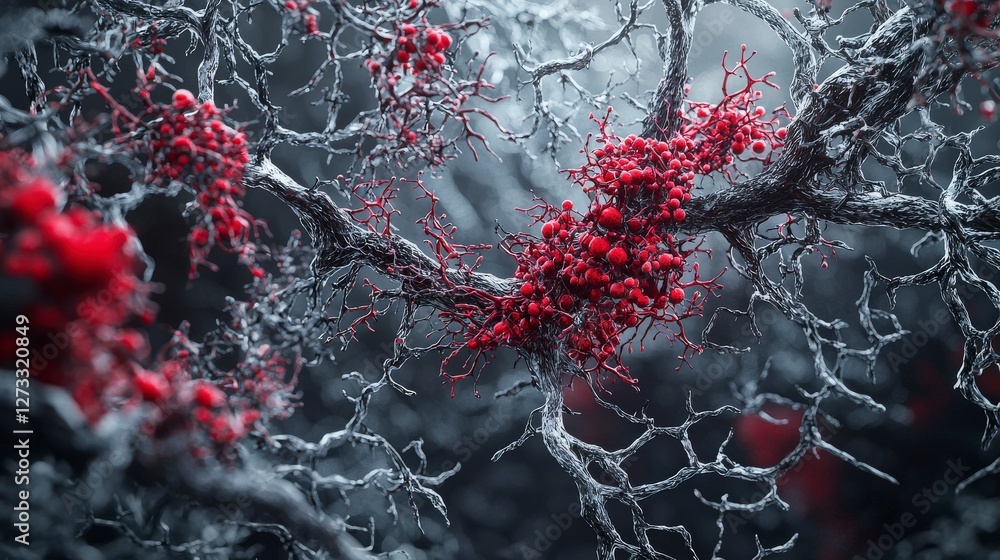 Poster Regenerative organic structures closeup in nature science imagery detailed macro view vibrant coloration