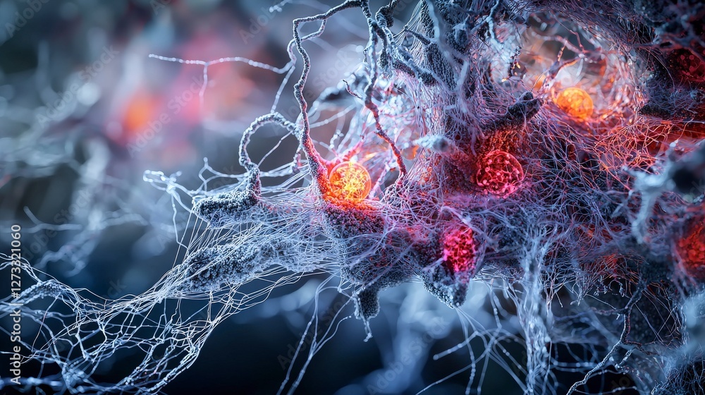Fototapete Self-repairing organic structures close-up view of intricate biological networks in a lab environment