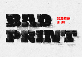 Distortion Print Text & Logo Effect Mockup