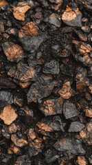 Obraz premium Dark textured surface with brown and black rock fragments