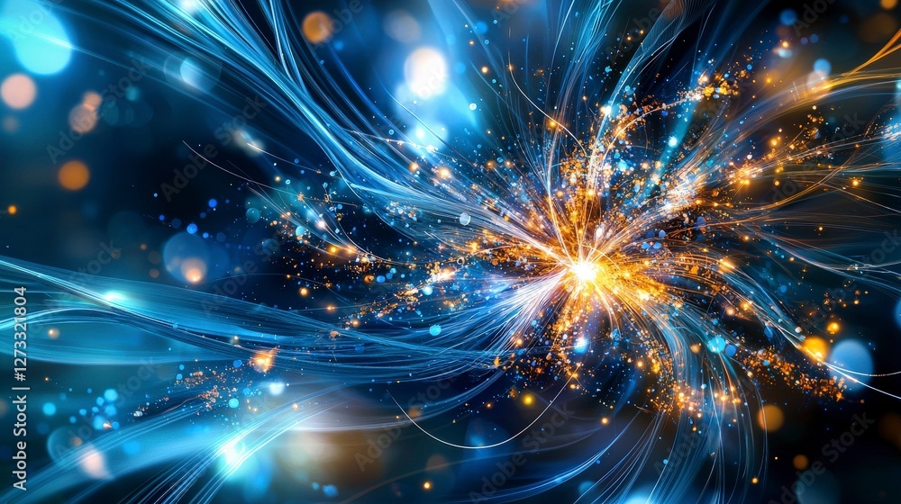 Poster Dynamic abstract intersectional spark digital space visual art vivid colors close-up conceptual energy
