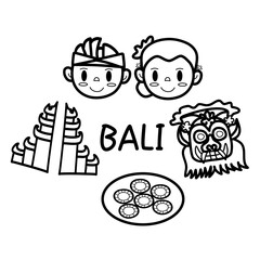Set Of Hand-Drawn Bali Culture Doodle Vector Icons