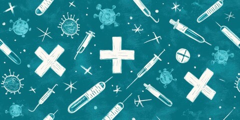 Abstract Wavelike Pattern in Healthcare with Medical Elements