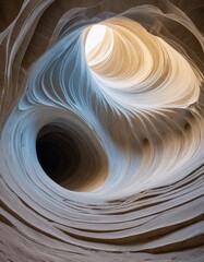 Sandstone Canyon Interior. Light and Shadow Dance on Wavy Rock Formations. Beige and Blue Hues Emerge. Sunlight Filters Through. Geological Wonder Awaits. Natural Beauty Captured.