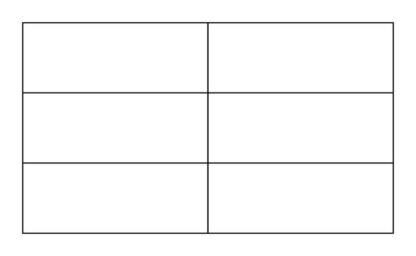 Minimalist Blank 2x3 Grid Layout Template with Black Lines on White Background for Design and Planning. Illustration