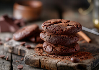 food photography French sweet cocoa cookies, color 2025
