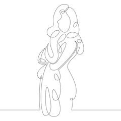One continuous drawing line portrait of a beautiful girl woman with a towel after a shower .Single hand drawn art line doodle outline isolated minimal illustration cartoon character flat