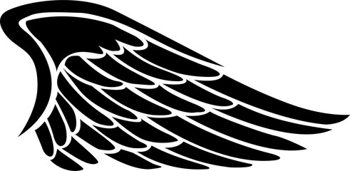 Hand drawn wings for angels, birds or objects. White, Gray, Sky, Isolated.