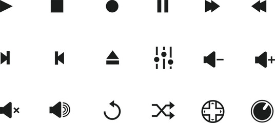 Media Control and Volume Icon Set – Vector Collection