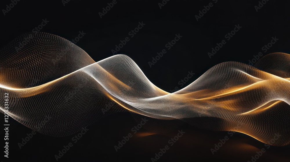 Poster abstract golden white wave particle design