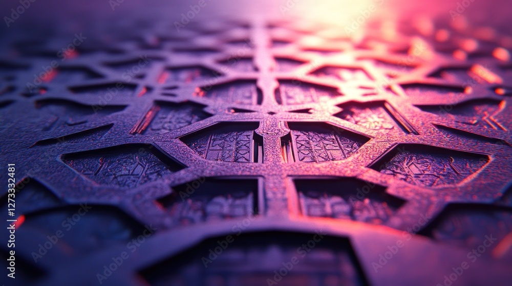 Poster Abstract Metallic Surface with Intricate Geometric Patterns
