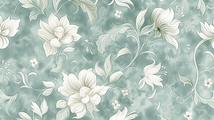 floral Seamless doodle botanicals pattern in a grunge, texture