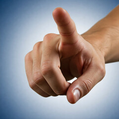 finger pointing at something