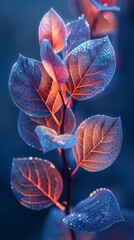 Digital technology translucent fantasy leaves plant abstract graphic poster background