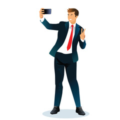 young attractive man taking pictures of him self with phone-. vector