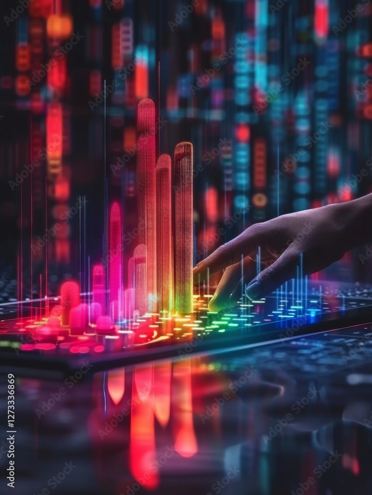 Aufkleber digital analytics data visualization. big data. network connection. artificial intelligence technolo