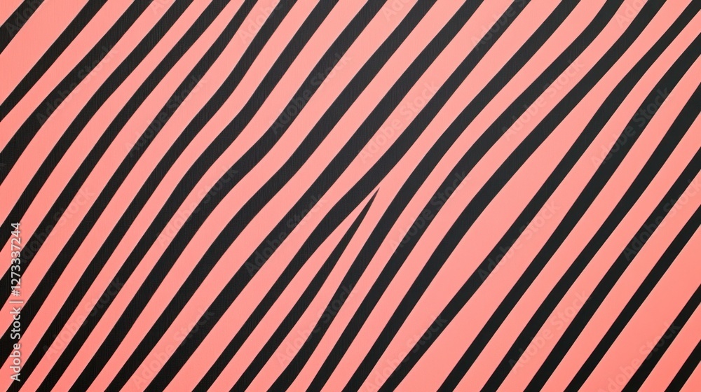 Poster abstract diagonal stripes coral black pattern design