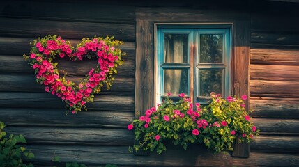 Fototapeta premium Pink & Red Heart Wreath 