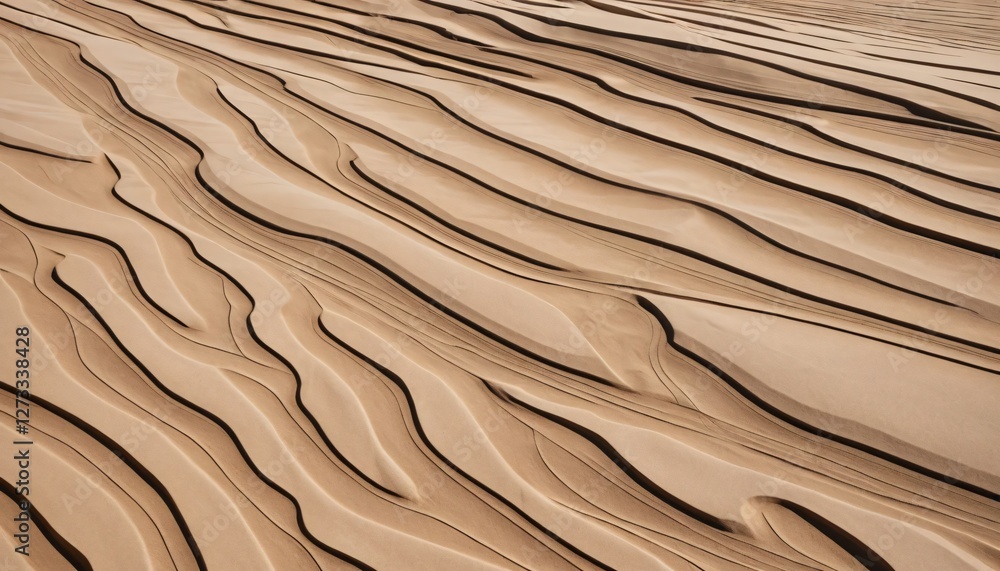 Poster golden sand dunes. flowing sands. desert landscape. natural patterns. ambient light creates serene b