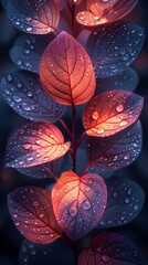 Digital technology translucent fantasy leaves plant abstract graphic poster background
