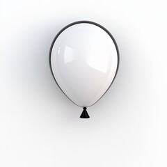 Glossy White Balloon with Black Ribbon Against Light Textured Background