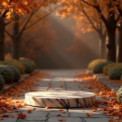 Marble Podium: Elevating Dreams in Autumn's Warm Embrace
