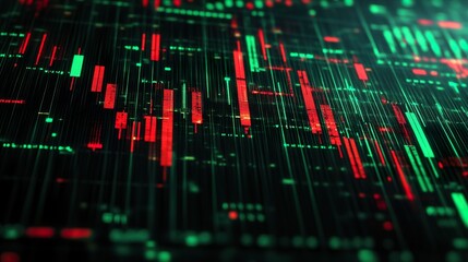 Stock Market Trading Chart - Green & Red
