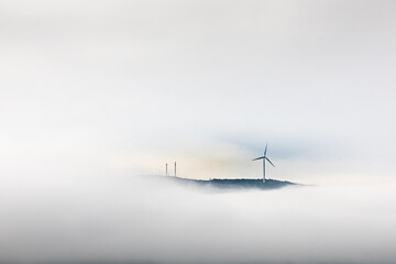 wind turbine in fog