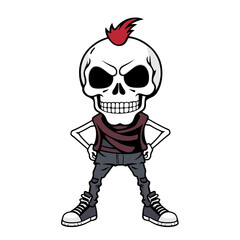 a skull emoji has a red mohawk.