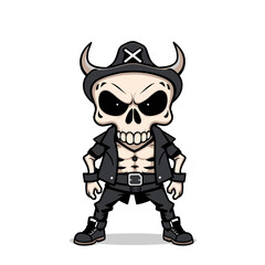Skull emoji wearing a pirate hat with a skull and crossbones symbol on it.