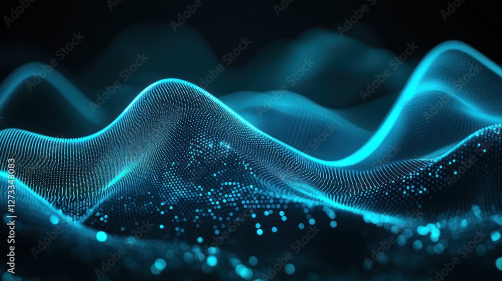 Poster abstract blue digital wave pattern background