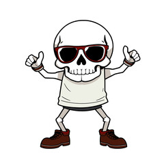 a skull emoji wearing sunglasses and giving a thumbs up gesture.