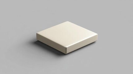 Cream Colored Square Box Mockup on Gray Background