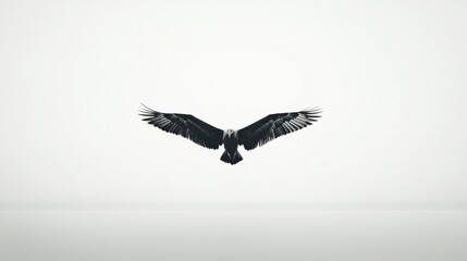 Albatross soaring over an empty white space, its massive wingspan displayed with minimal distractions, realism-focused.