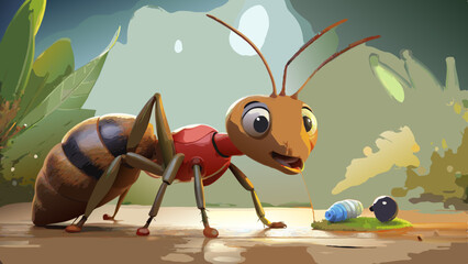 An ant on a white background