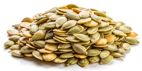 Pumpkin Seeds Pile, White Background