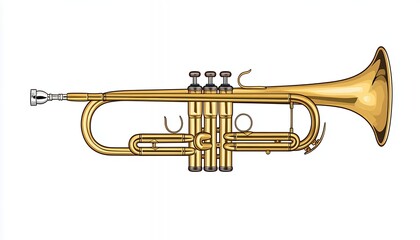Golden Trumpet Showcasing Intricate Design on a White Background