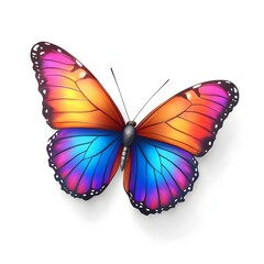 Fototapeta premium Colorful butterflies on a white background, showcasing delicate wing patterns and vibrant hues, perfect for nature-themed designs, educational materials, and decorative projects.
