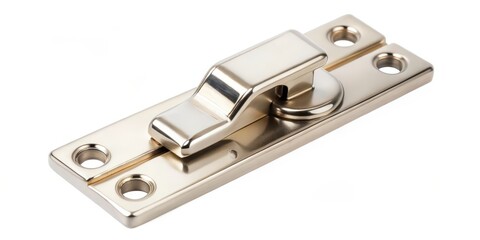 Chrome-plated Metal Latch on White Background