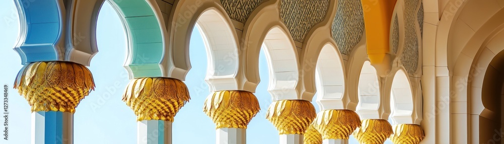 Poster elegant arches adorned with golden and colorful architectural details