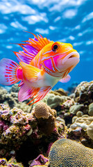 Obraz premium Colorful Grouper in Coral Reef