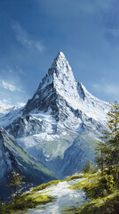 Obraz premium The majestic snow-capped peak of the Matterhorn in Switzerland 