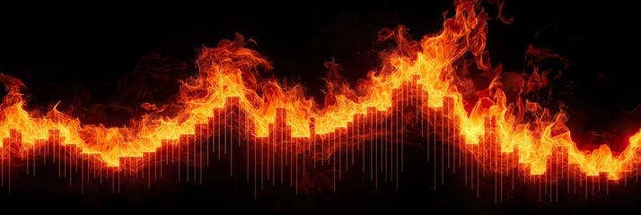 Burning Bar Chart: Economic Crisis Illustration
