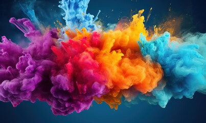 Fototapeta premium Colorful paint explosion, vibrant hues, dark background, abstract art, design element (1)